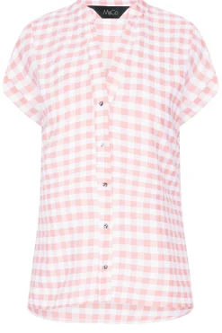 M&Co Womens M&Co Pink Gingham Short Sleeve Shirt