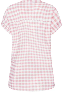 M&Co Womens M&Co Pink Gingham Short Sleeve Shirt