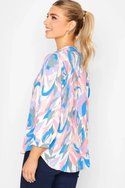M&Co Womens M&Co Pink Leaf Print Half Placket Shirt