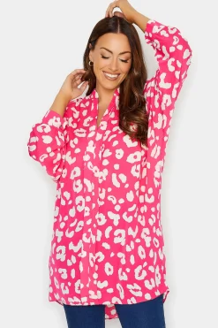 M&Co Womens M&Co Pink Leopard Print Blouse