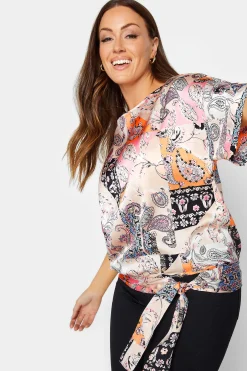 M&Co Womens M&Co Pink Paisley Print Short Sleeve Blouse