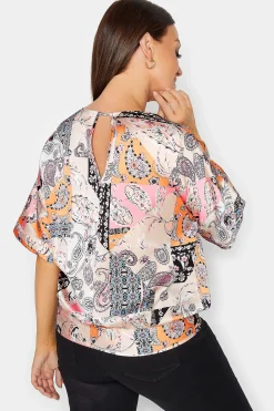 M&Co Womens M&Co Pink Paisley Print Short Sleeve Blouse