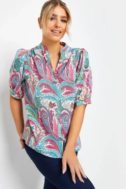 M&Co Womens M&Co Pink Paisley Print Puff Sleeve Shirt