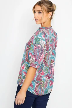 M&Co Womens M&Co Pink Paisley Print Puff Sleeve Shirt