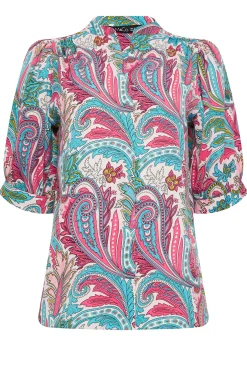 M&Co Womens M&Co Pink Paisley Print Puff Sleeve Shirt