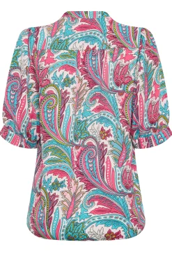 M&Co Womens M&Co Pink Paisley Print Puff Sleeve Shirt