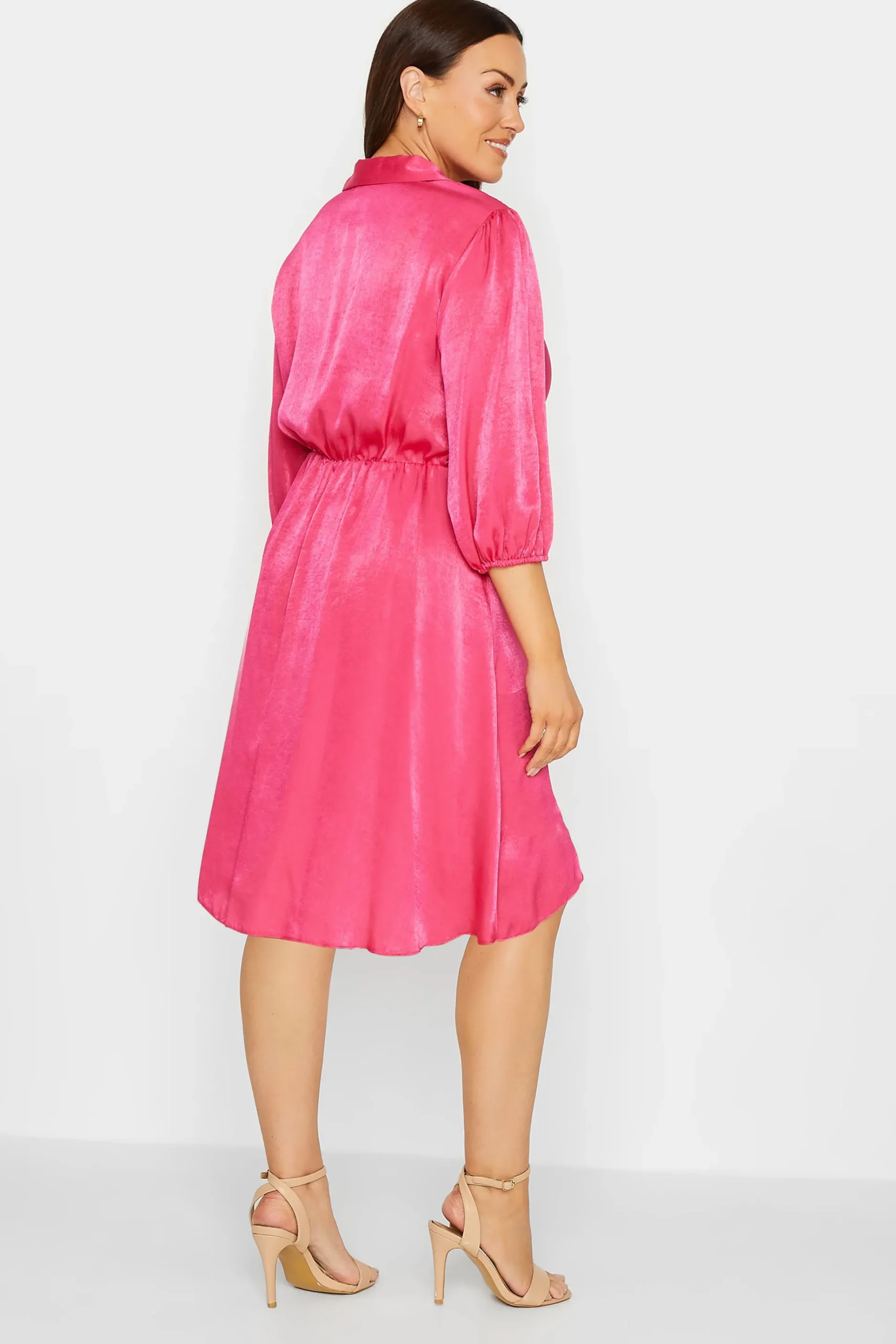 M&Co Womens M&Co Pink Satin Wrap Dress