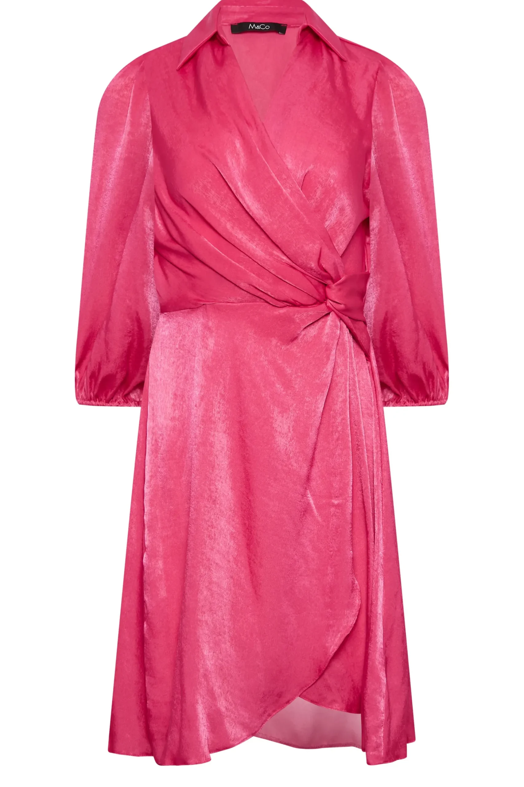 M&Co Womens M&Co Pink Satin Wrap Dress