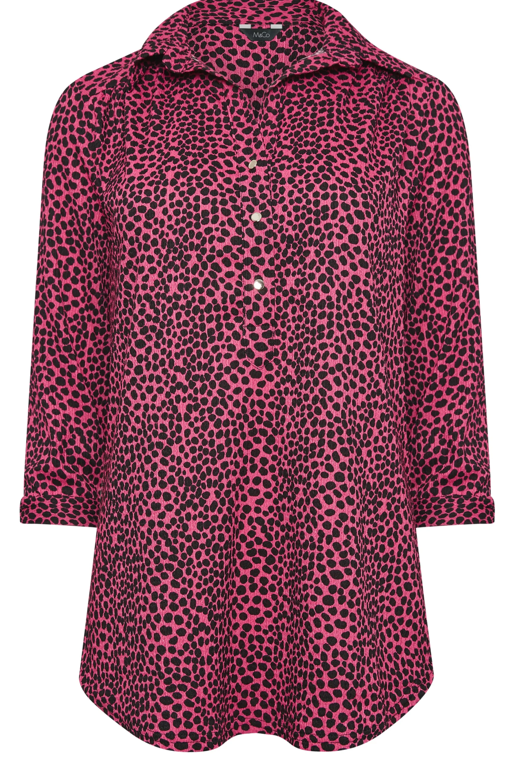 M&Co Womens M&Co Pink Spot Print Half Placket Jersey Shirt