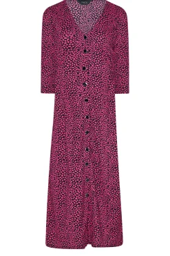 M&Co Womens M&Co Pink Spot Print Button Through Midi Dress