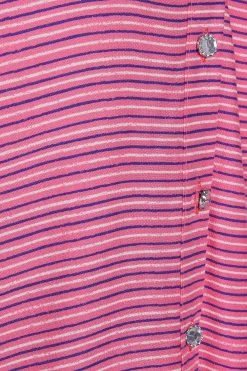 M&Co Womens M&Co Pink Stripe Grown On Sleeve Top