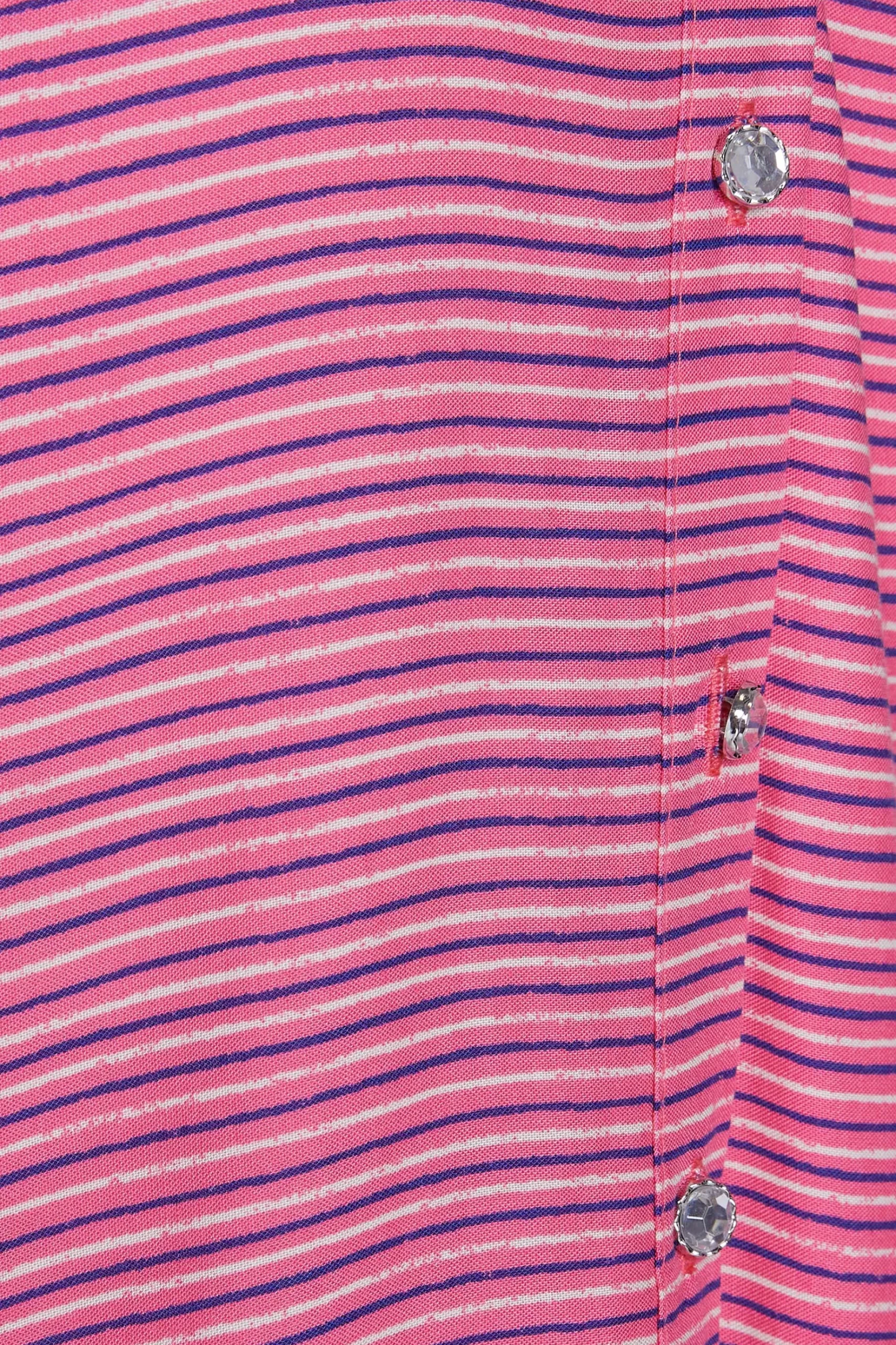 M&Co Womens M&Co Pink Stripe Grown On Sleeve Top