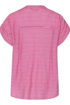 M&Co Womens M&Co Pink Stripe Grown On Sleeve Top