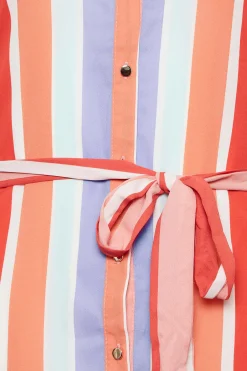 M&Co Womens M&Co Pink Stripe Tie Waist Blouse