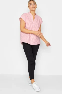 M&Co Womens M&Co Pink Stripe Print Shirt