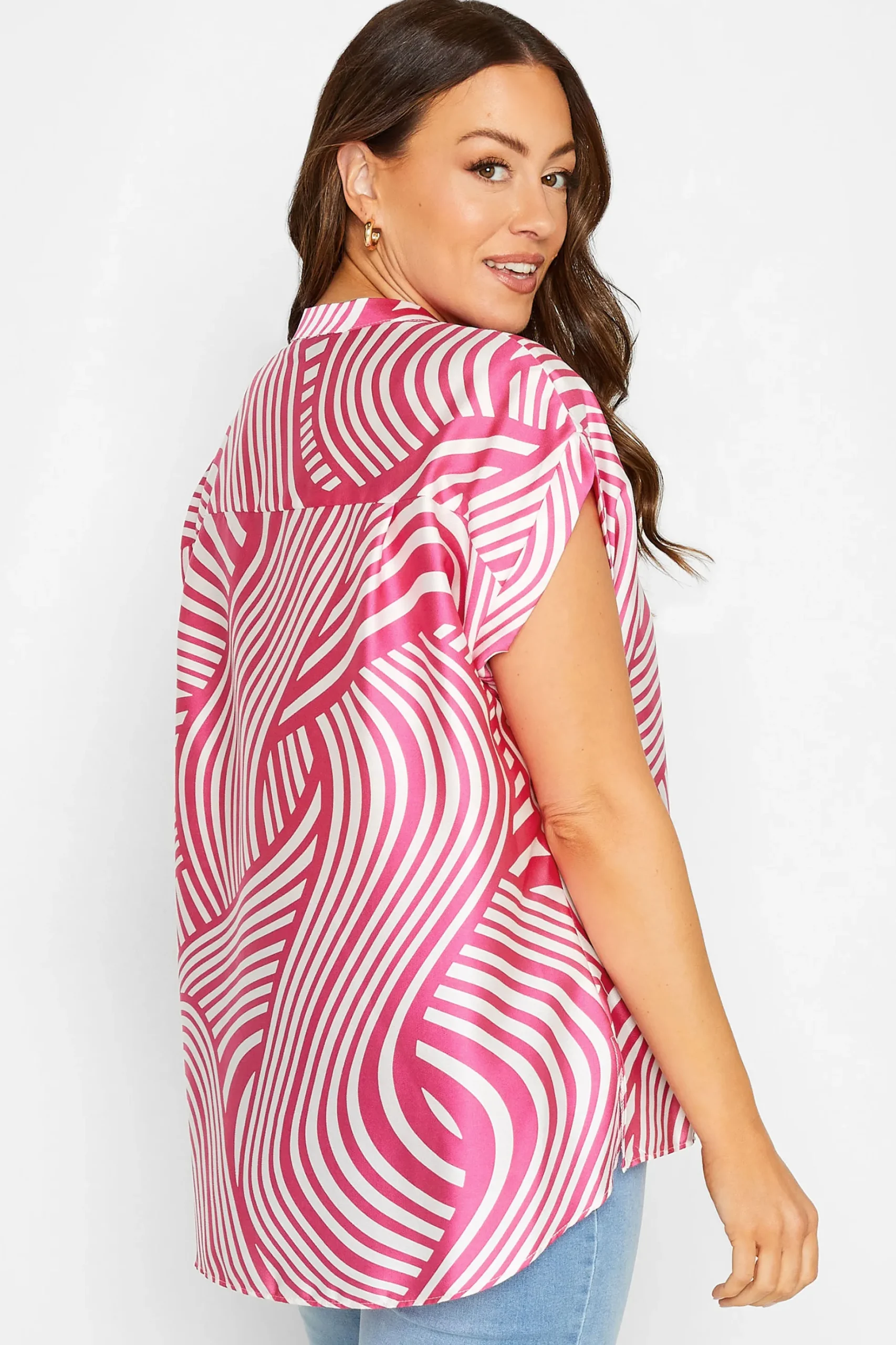 M&Co Womens M&Co Pink Swirl Print Shirt