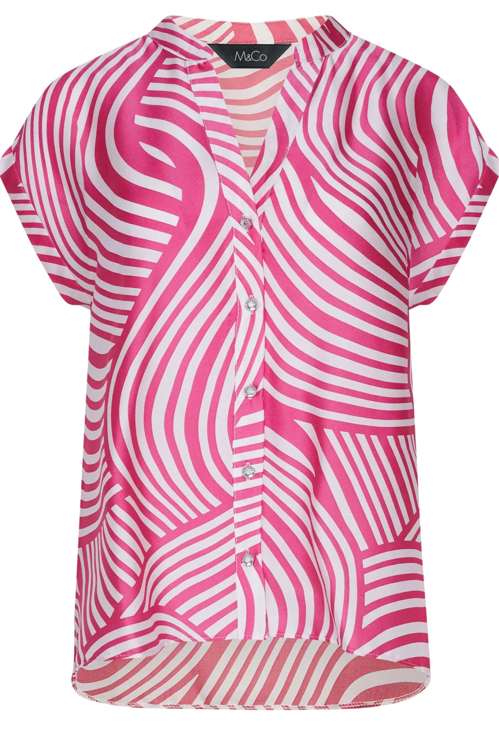 M&Co Womens M&Co Pink Swirl Print Shirt