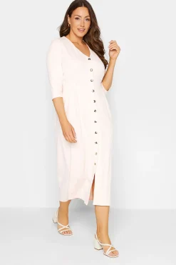 M&Co Womens M&Co Pink Textured Button Through Dress