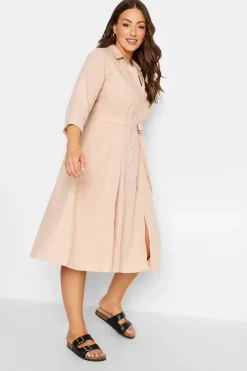 M&Co Womens M&Co Pink Tie Waist Shirt Dress