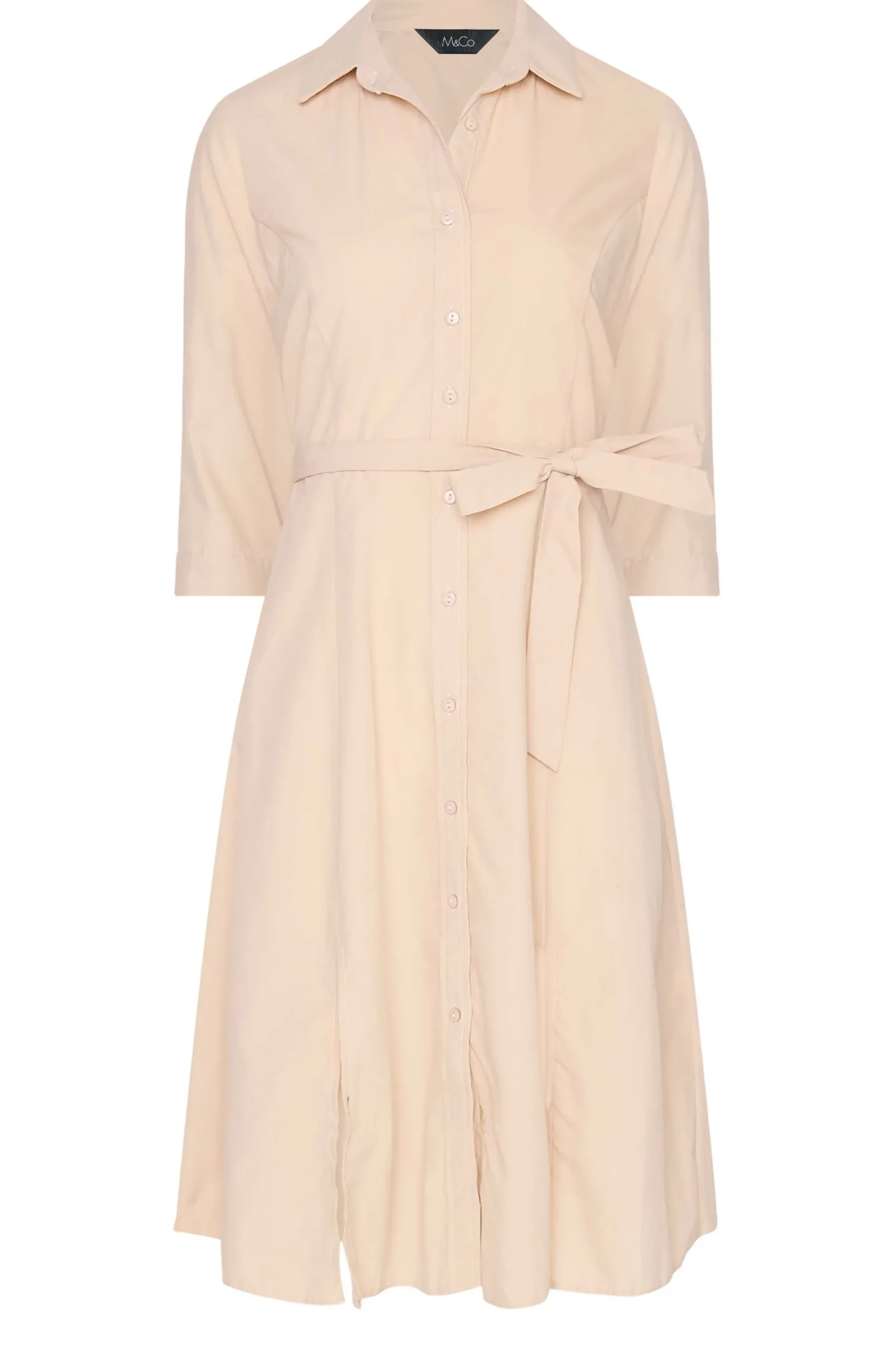 M&Co Womens M&Co Pink Tie Waist Shirt Dress