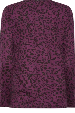 M&Co Womens M&Co Purple Animal Print Long Sleeve Cotton Top