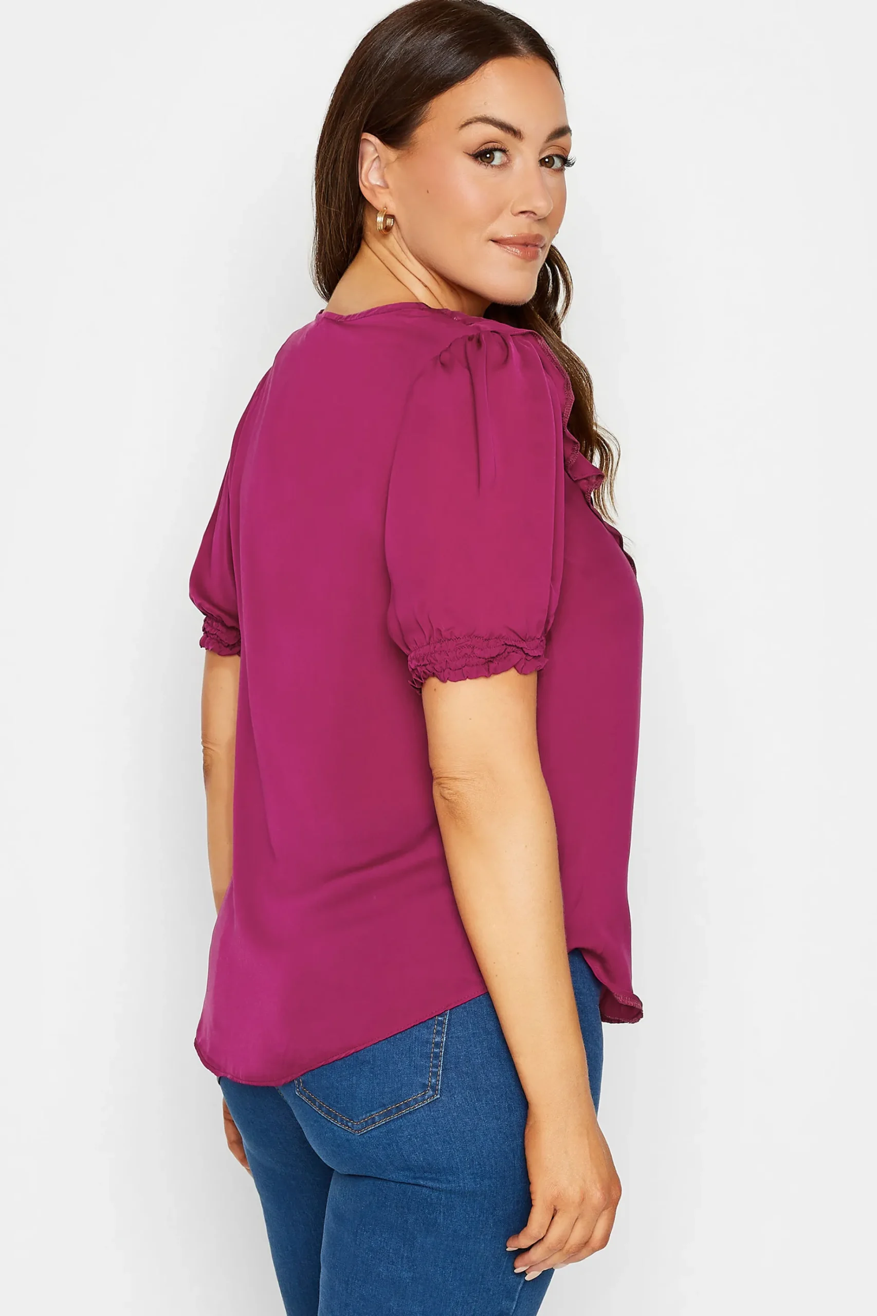 M&Co Womens M&Co Purple Frill Front Blouse