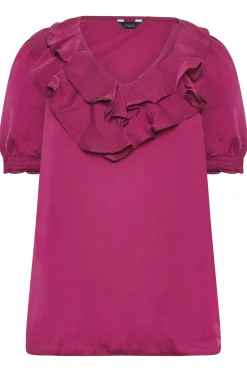 M&Co Womens M&Co Purple Frill Front Blouse