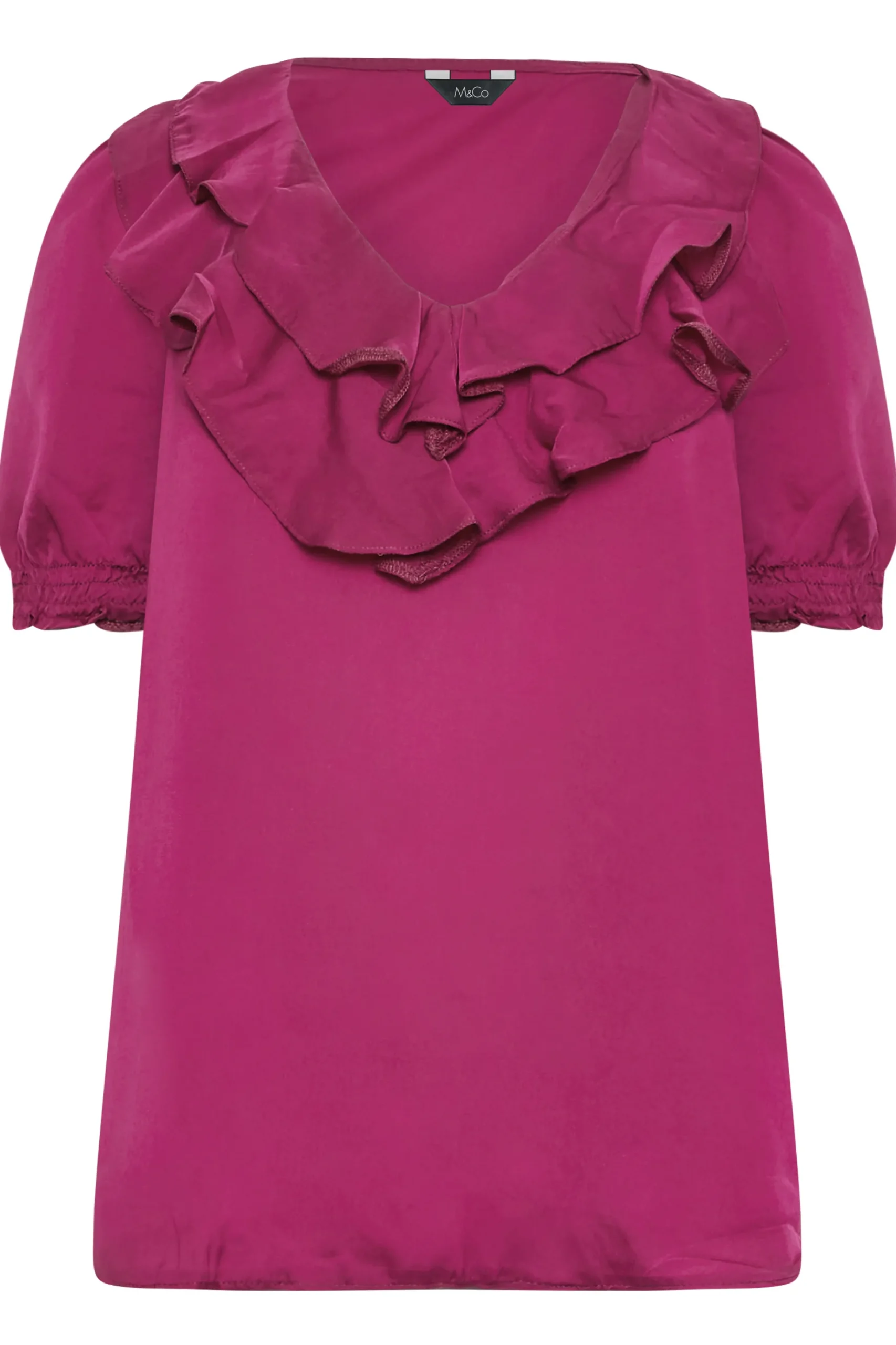 M&Co Womens M&Co Purple Frill Front Blouse