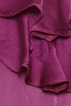 M&Co Womens M&Co Purple Frill Front Satin Blouse