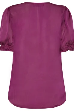 M&Co Womens M&Co Purple Frill Front Satin Blouse