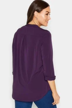 M&Co Womens M&Co Purple Half Placket Shirt