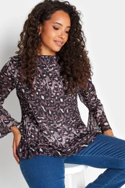 M&Co Womens M&Co Purple Leopard Print Pleat Blouse