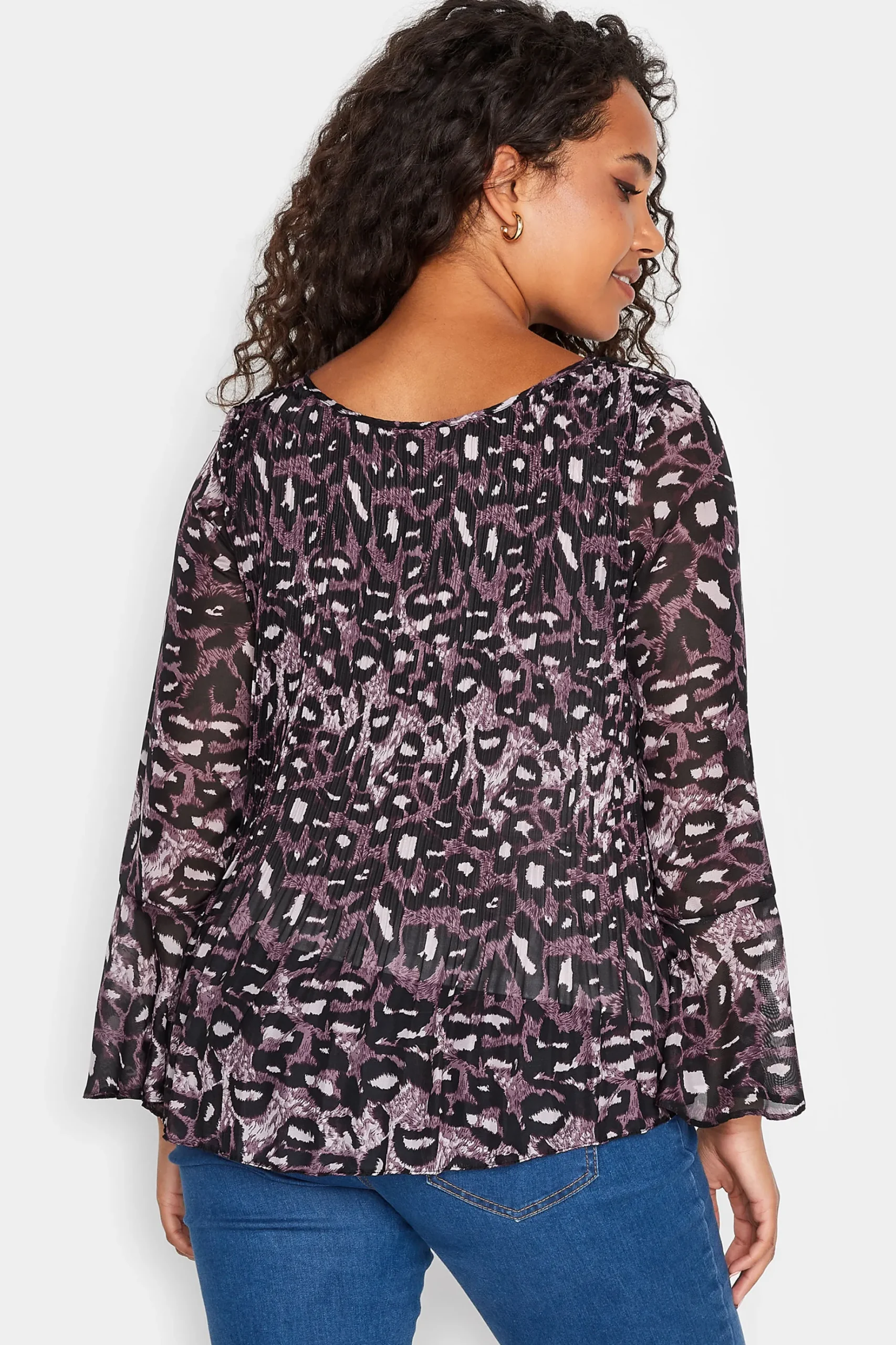 M&Co Womens M&Co Purple Leopard Print Pleat Blouse