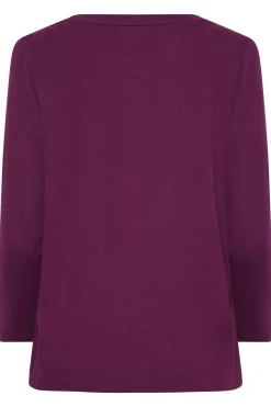 M&Co Womens M&Co Purple Long Sleeve Cotton Blend Top
