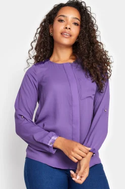 M&Co Womens M&Co Purple Satin Contrast Panel Shirt