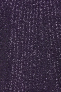 M&Co Womens M&Co Purple Shimmer Ruched Sleeve Blouse