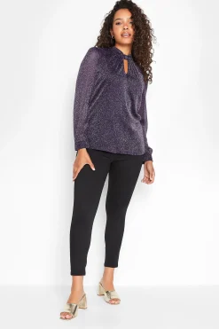 M&Co Womens M&Co Purple Shimmer Keyhole Blouse