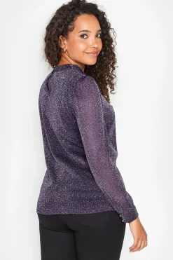 M&Co Womens M&Co Purple Shimmer Keyhole Blouse