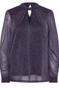M&Co Womens M&Co Purple Shimmer Keyhole Blouse