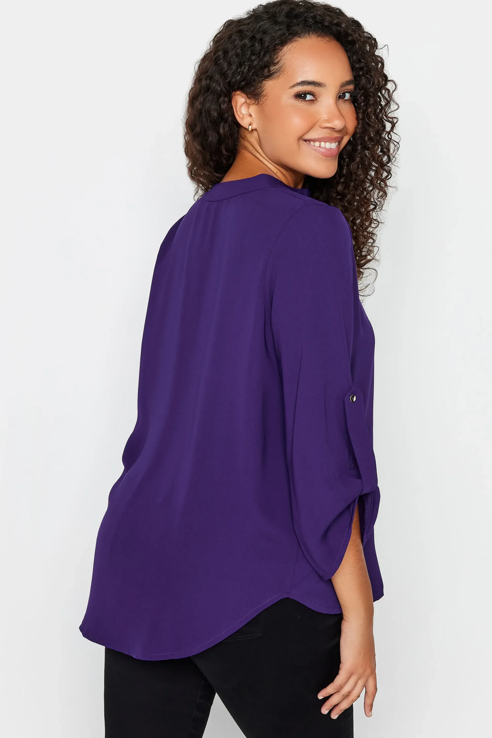 M&Co Womens M&Co Purple Statement Button Tab Sleeve Shirt