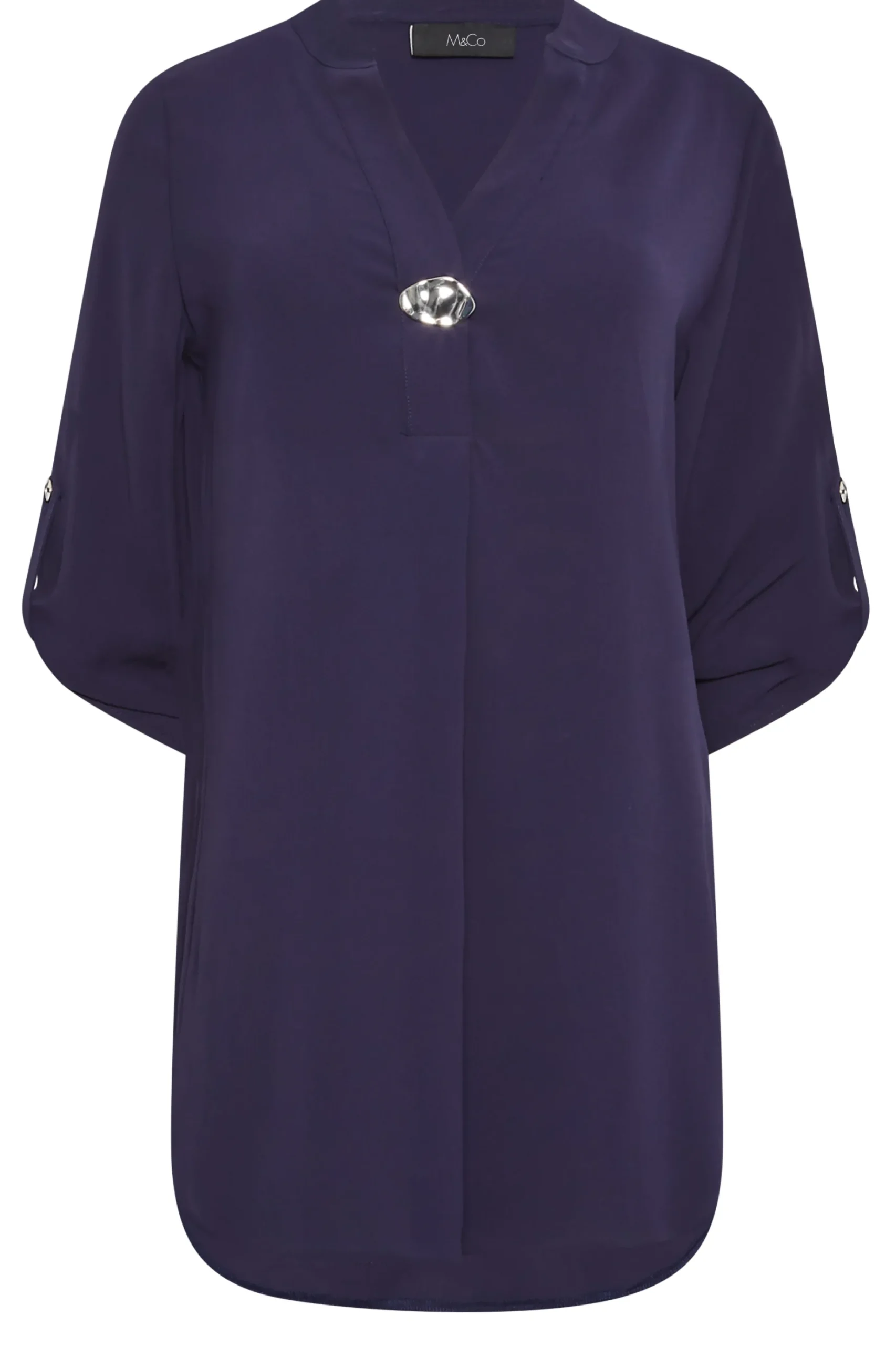 M&Co Womens M&Co Purple Statement Button Tab Sleeve Shirt