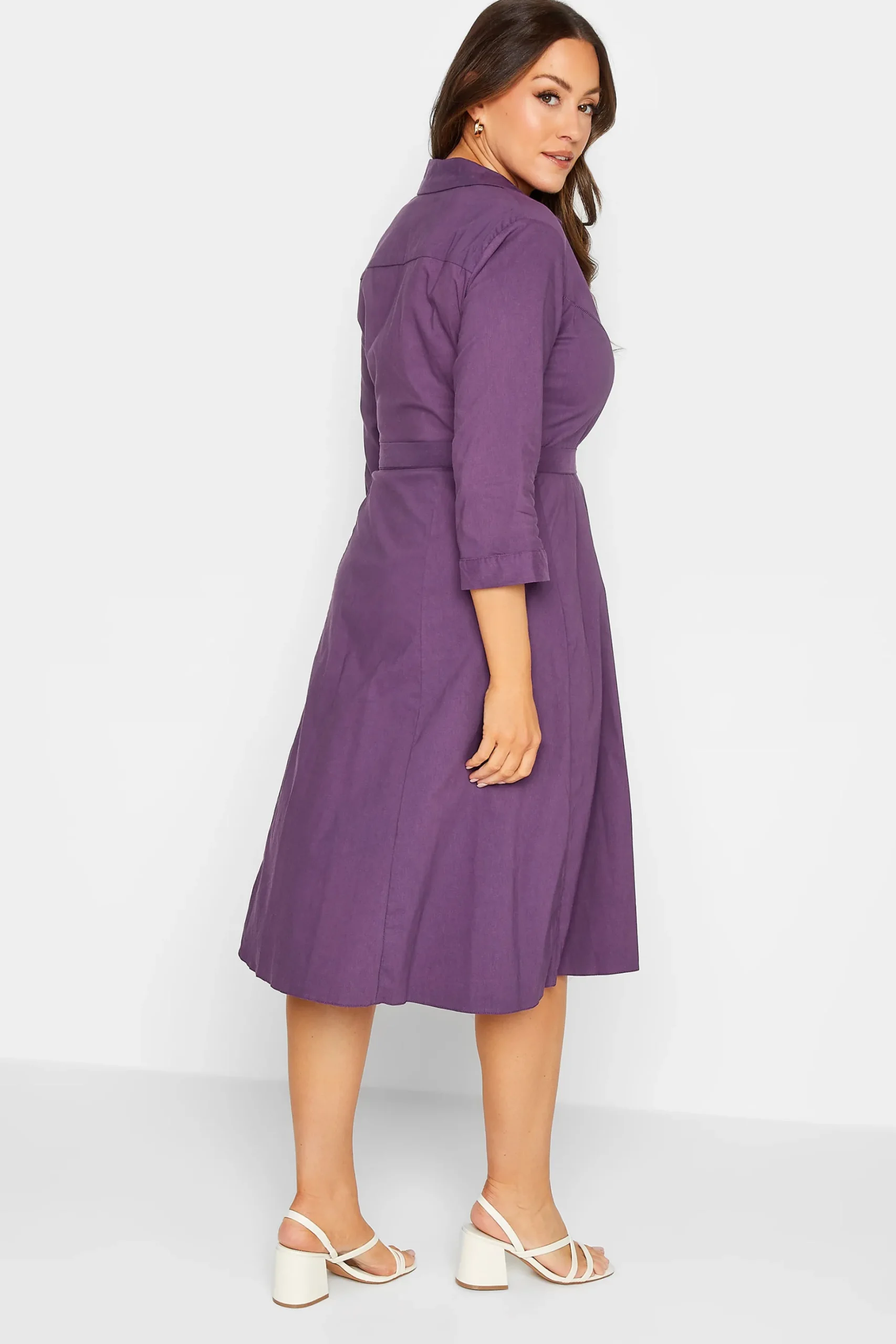 M&Co Womens M&Co Purple Tie Waist Shirt Dress