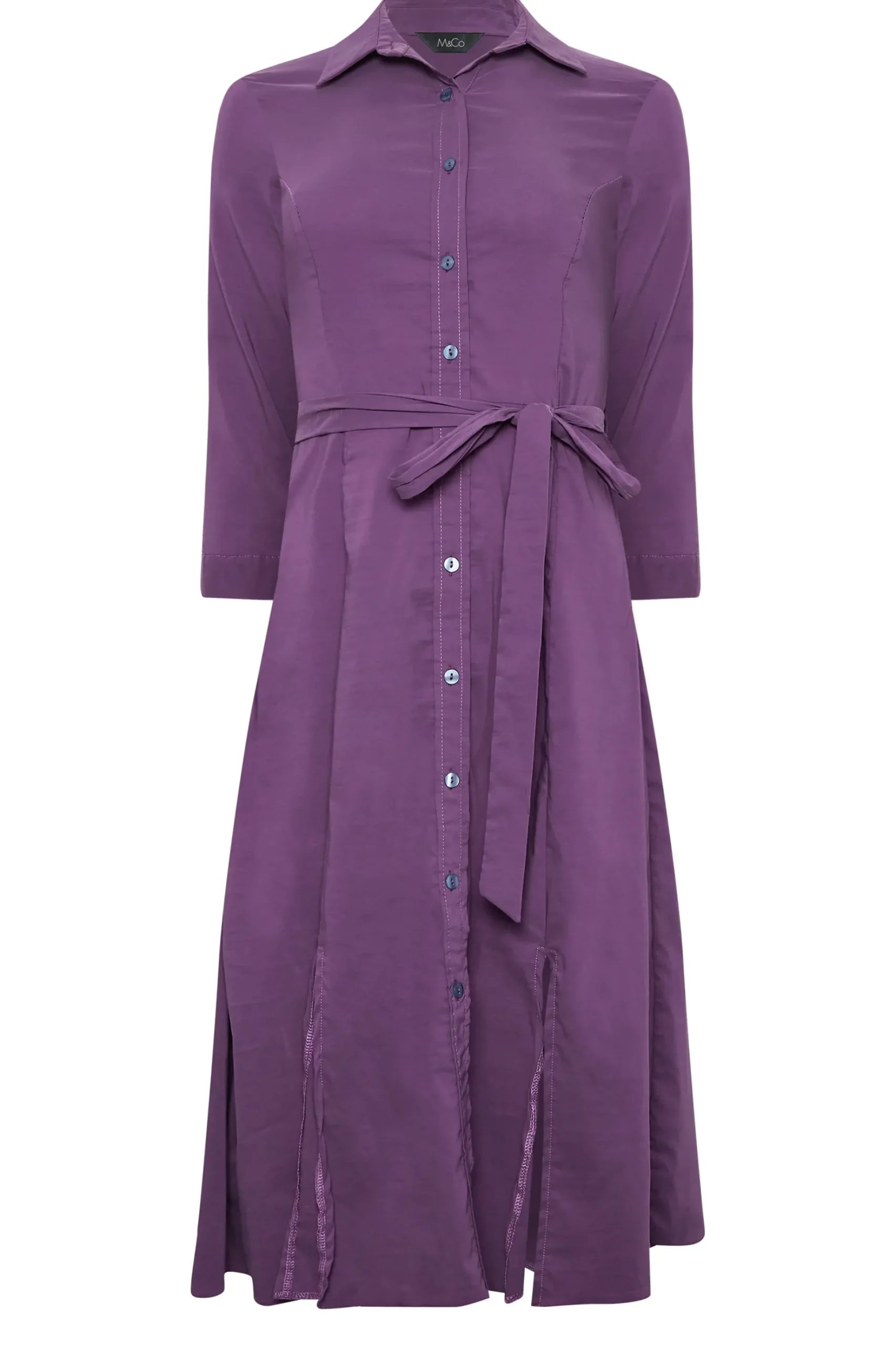 M&Co Womens M&Co Purple Tie Waist Shirt Dress