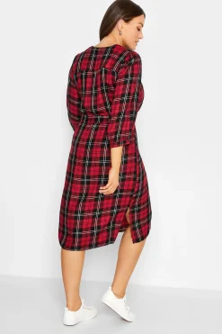 M&Co Womens M&Co Red & Black Check Tie Waist Tunic Dress