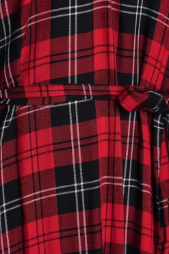 M&Co Womens M&Co Red & Black Check Tie Waist Tunic Dress