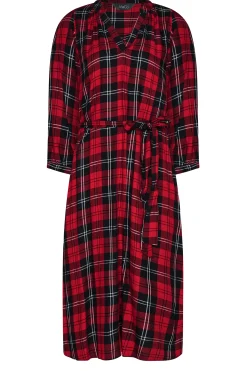 M&Co Womens M&Co Red & Black Check Tie Waist Tunic Dress