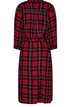 M&Co Womens M&Co Red & Black Check Tie Waist Tunic Dress
