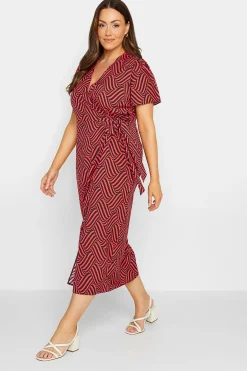 M&Co Womens M&Co Red Abstract Stripe Wrap Dress