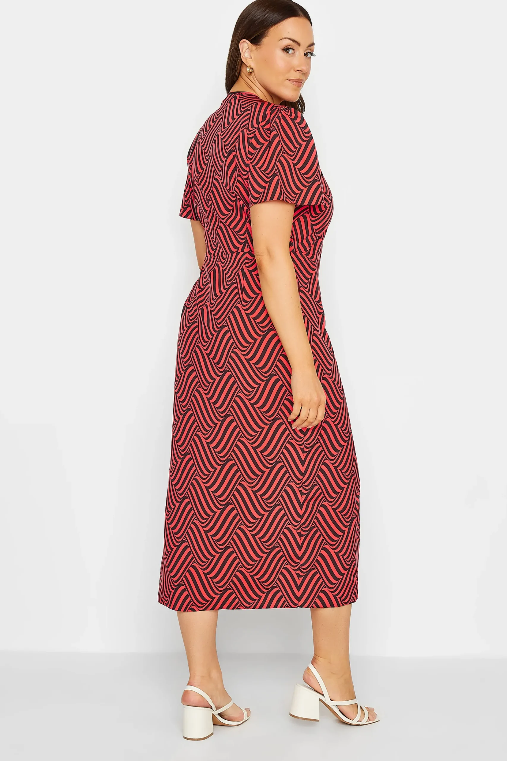 M&Co Womens M&Co Red Abstract Stripe Wrap Dress