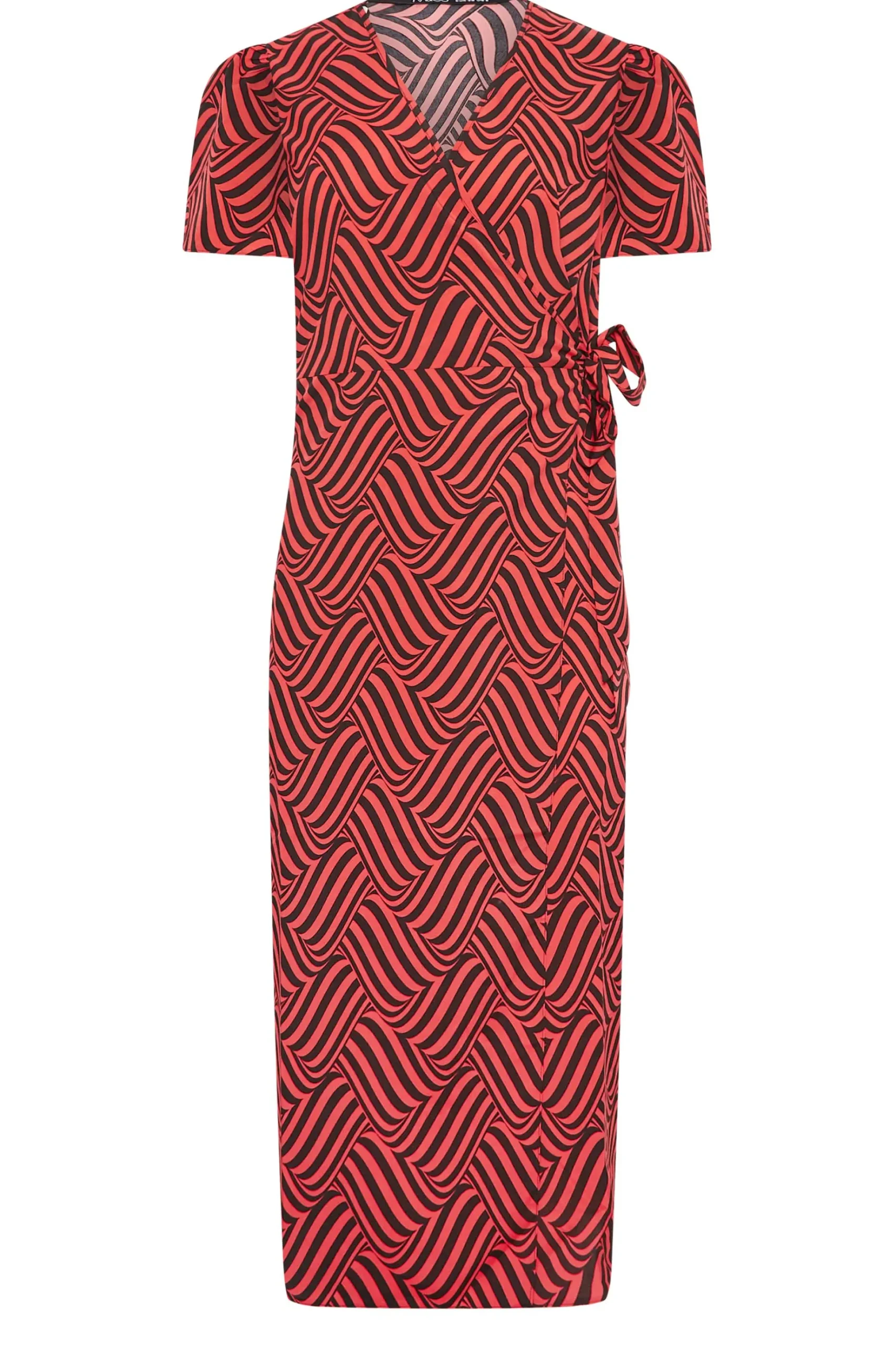 M&Co Womens M&Co Red Abstract Stripe Wrap Dress